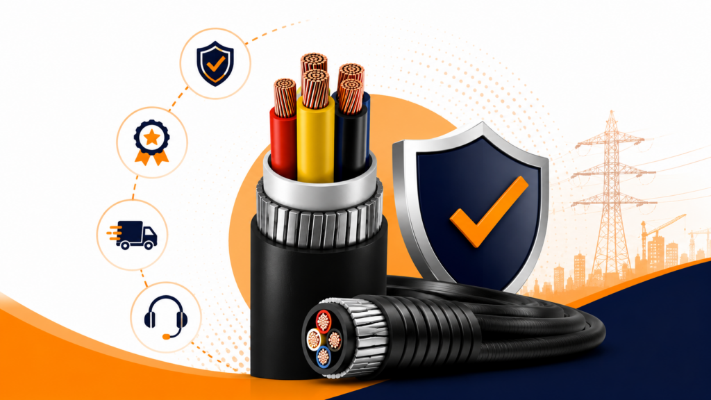 Elecload armoured cable with quality shield and industrial power infrastructure